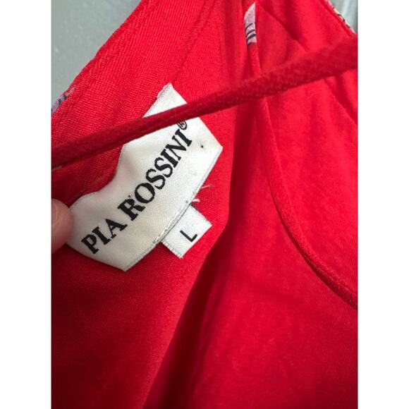 Womens Pia Rossini Virginia Red Tropical Maxi Beach Cover Up Dress size L Resort - Picture 5 of 5
